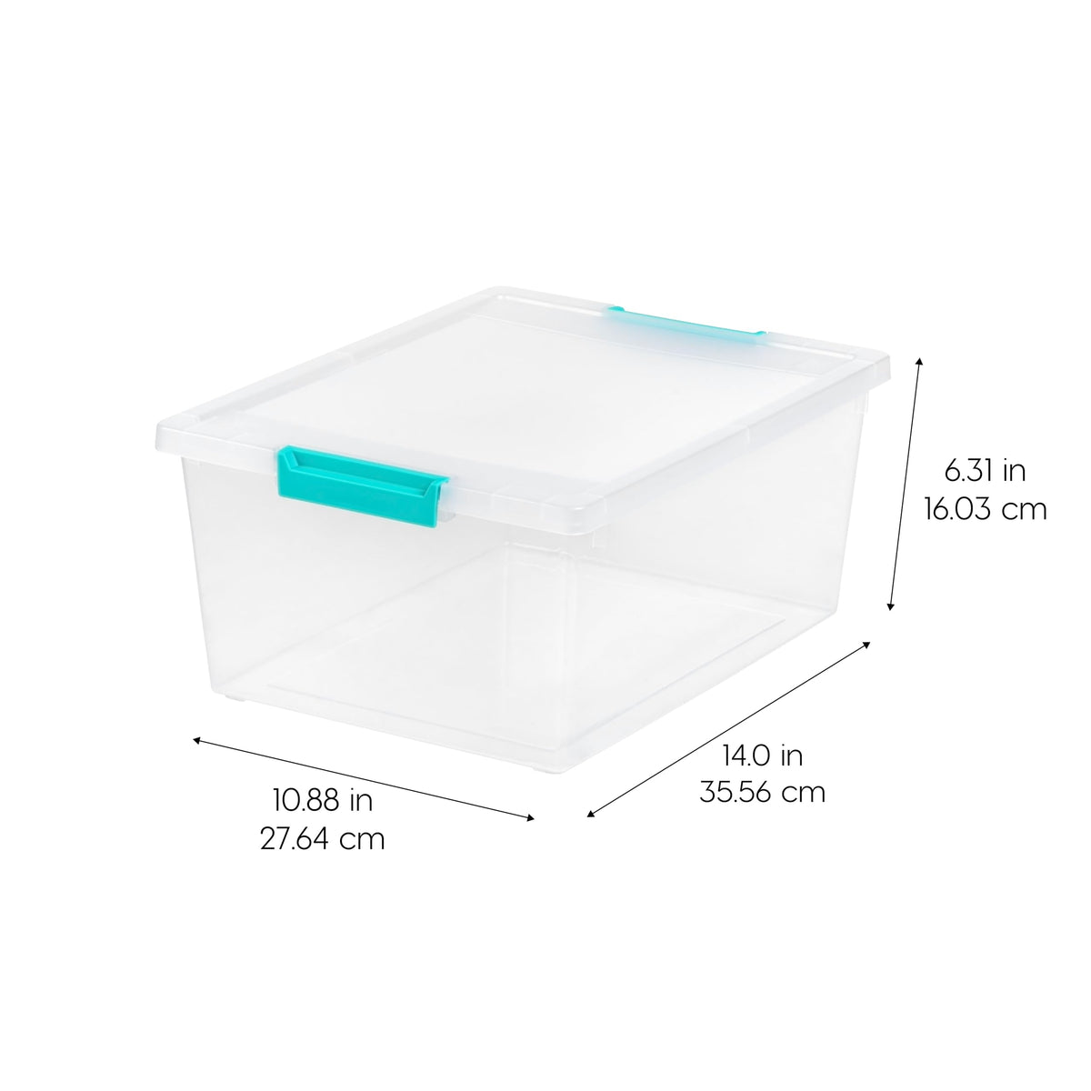 IRIS USA 11.4 L (12 US Qt) Deep Clip Box, 4 Pack, Seafoam Blue Buckles