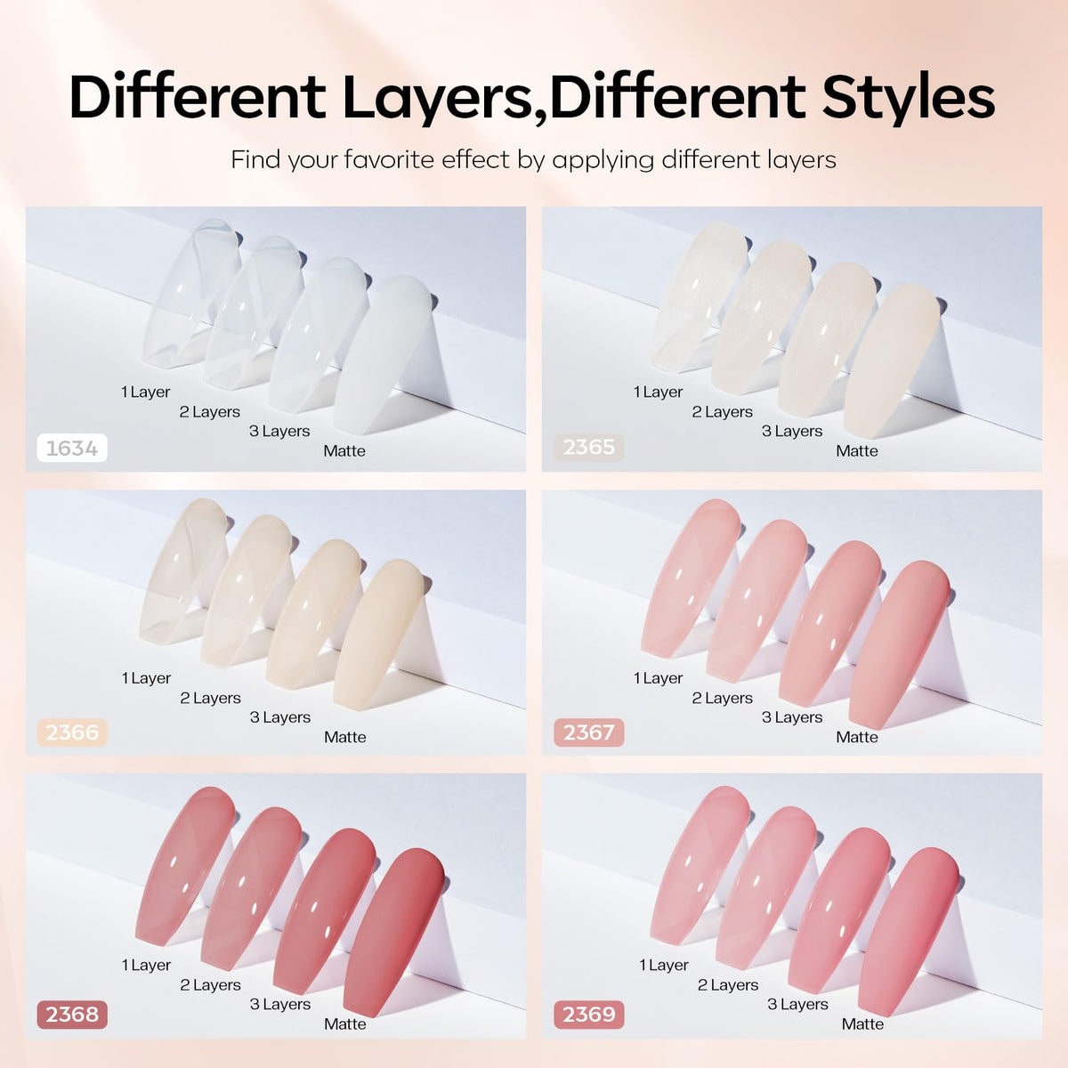 Modelones Jelly Gel Nail Polish Set, 6 Colors, Nude
