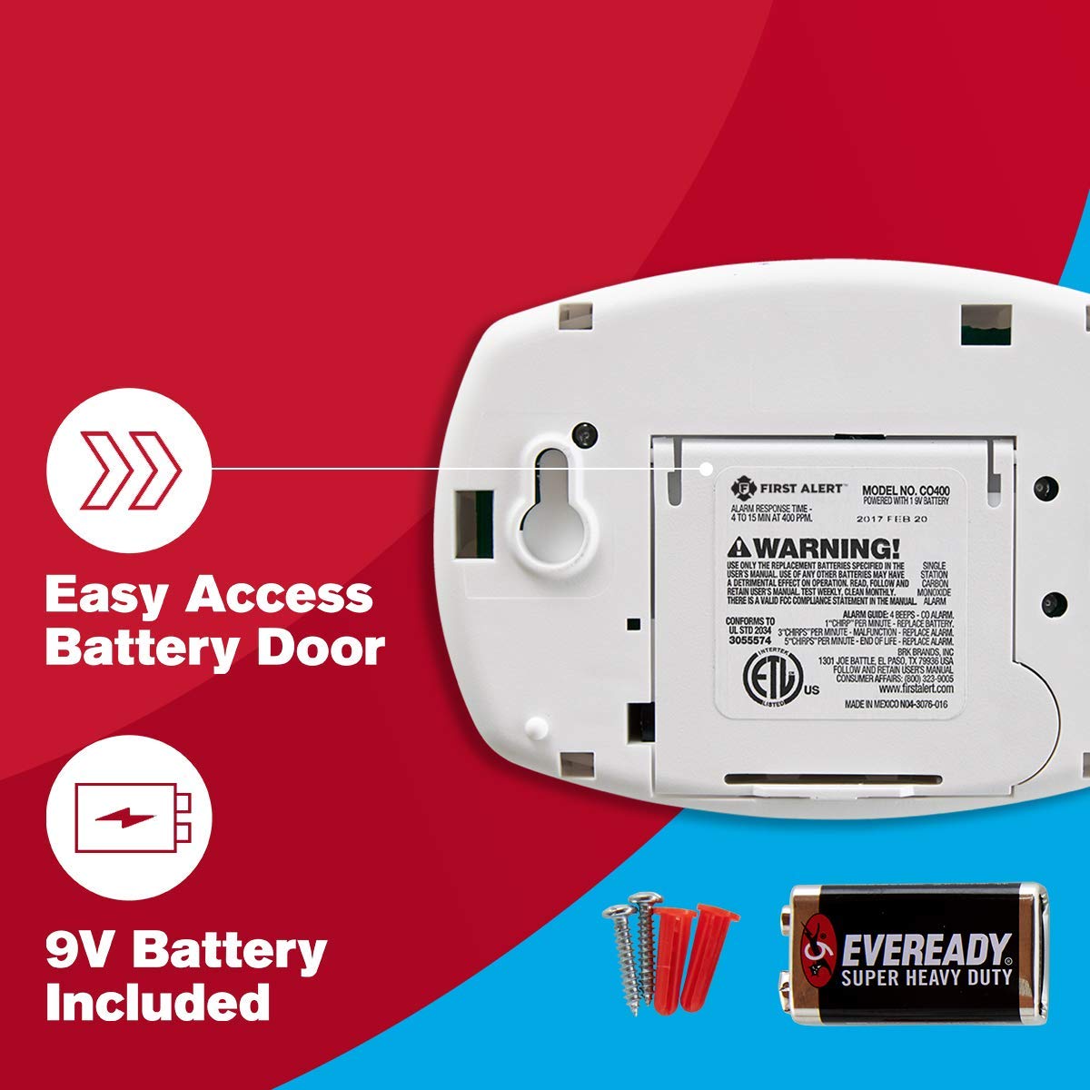 First Alert CO400A Battery Powered Carbon Monoxide Alarm