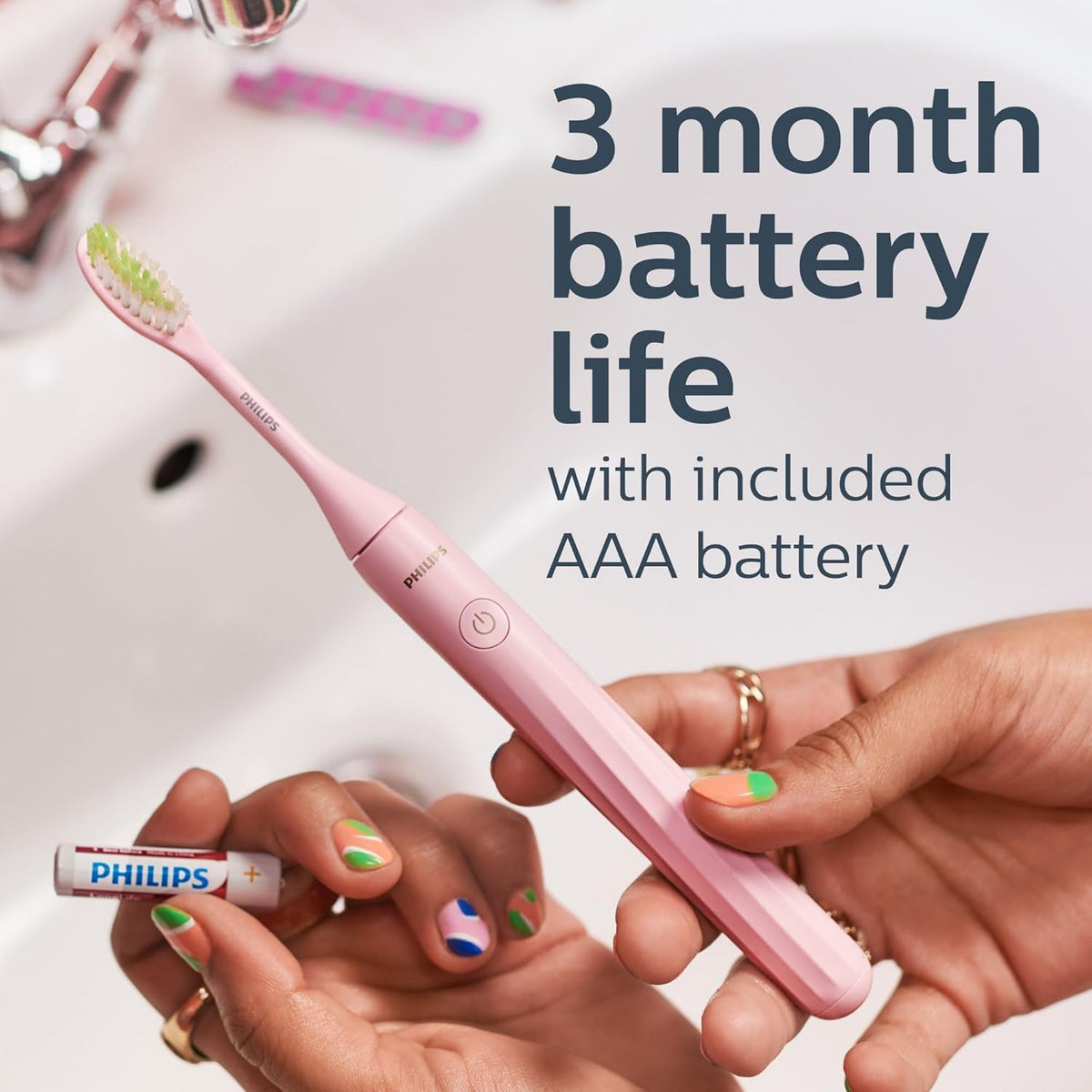 Philips One by Sonicare Battery Toothbrush, Manhattan Pink, BD3003/AZ