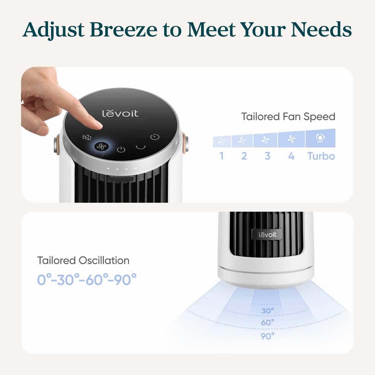 Levoit Mini Tower Fan for Bedroom