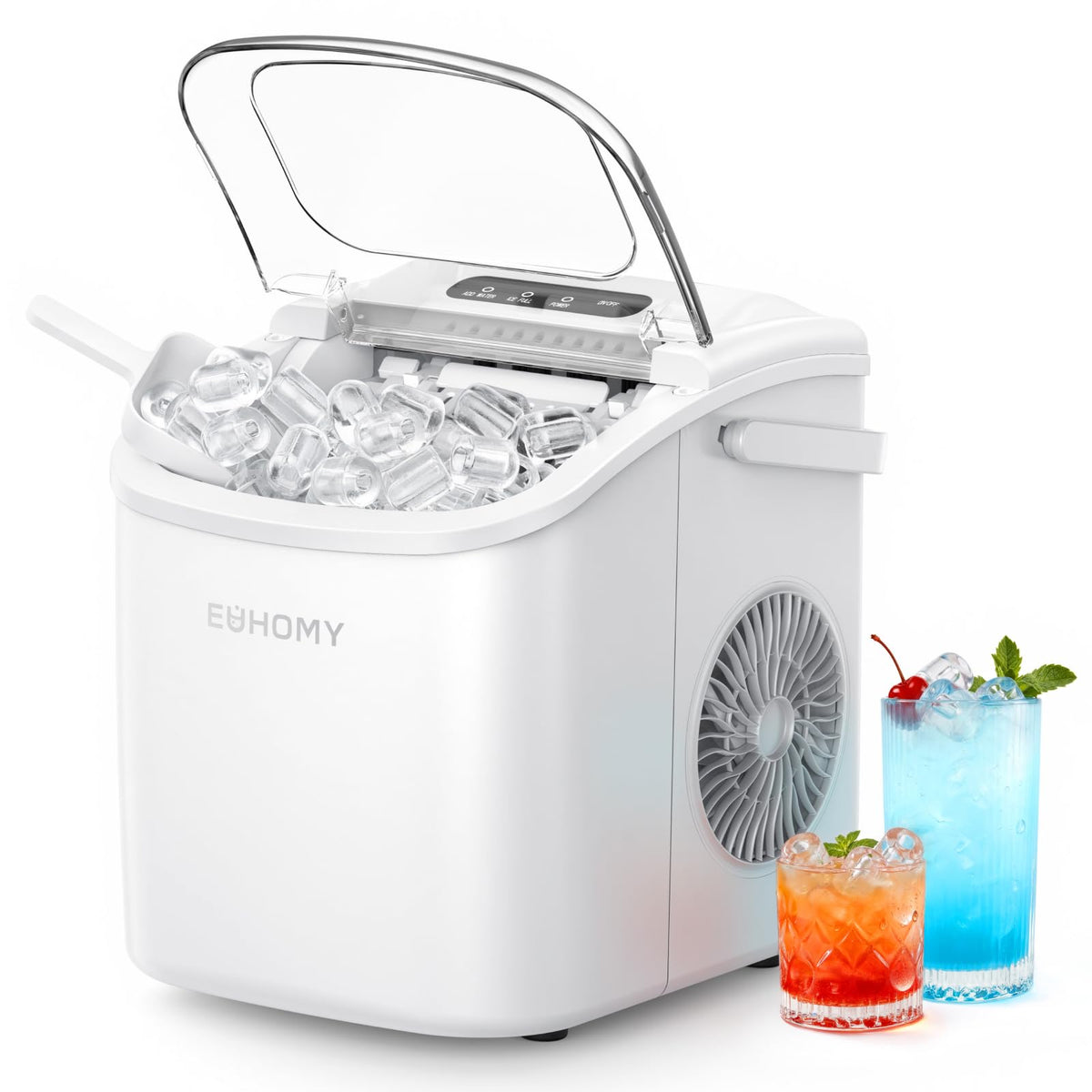 Euhomy Countertop Ice Maker with Handle, 26lbs Per Day, White