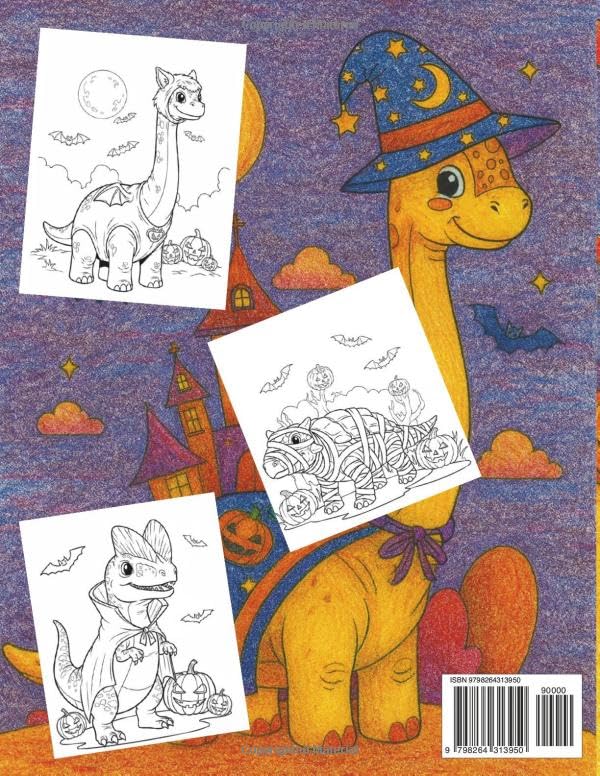100+ Dinosaur Halloween Coloring Pages for All Ages: A coloring book filled