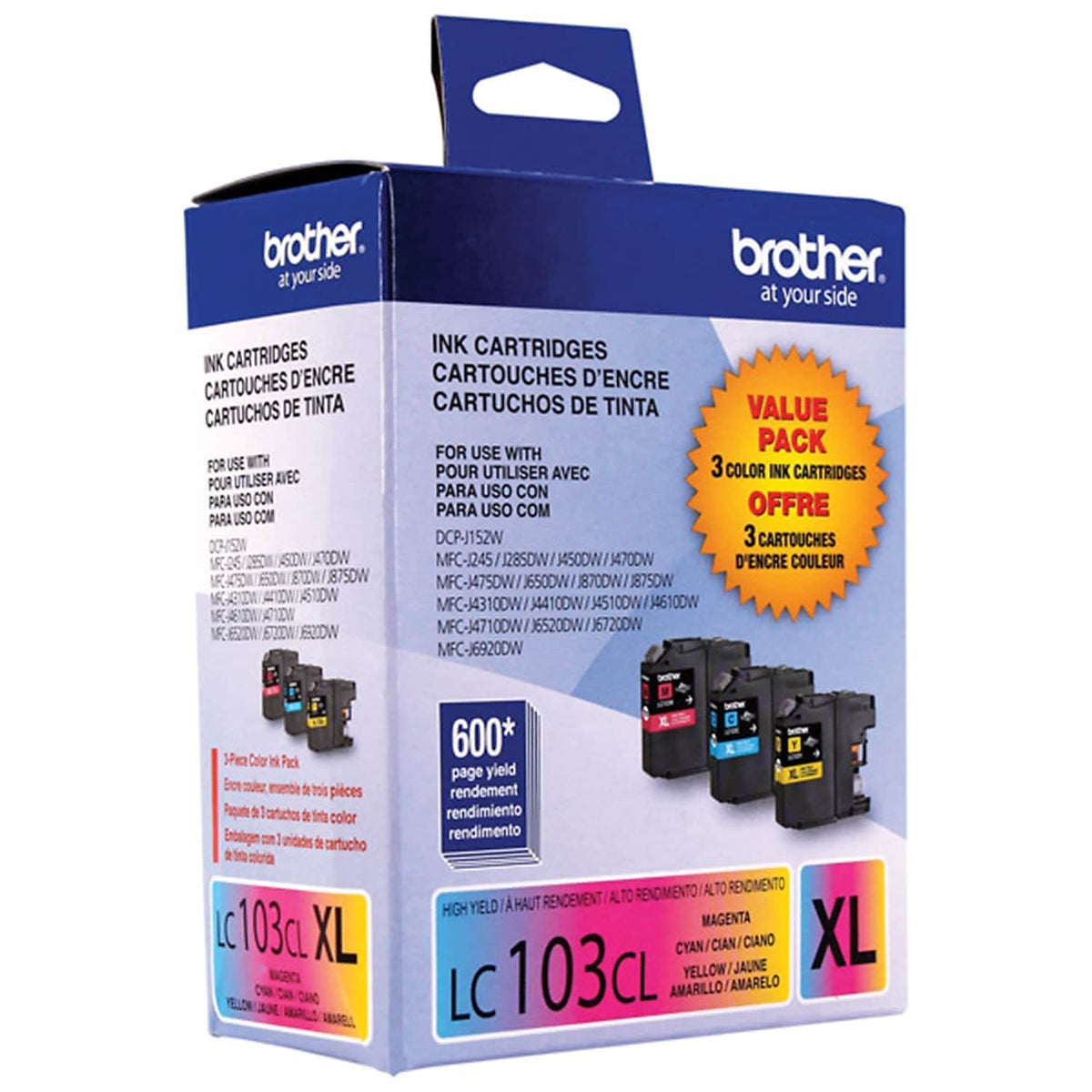 Brother LC1033PKS High Yield Colour Ink Cartridges, 3-Pack