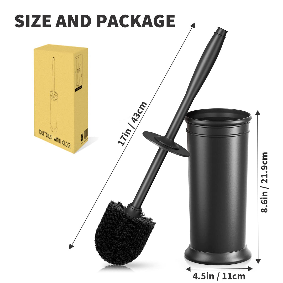 UPTRONIC Toilet Brush and Covered Holder Set, Black-01