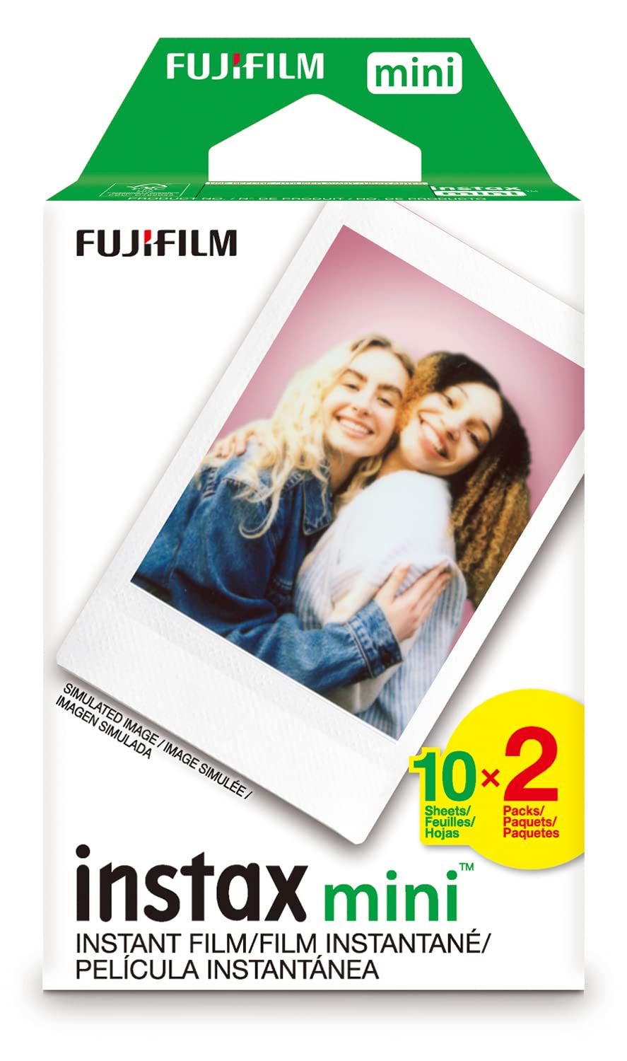 Fujifilm Instax Mini Instant Film Twin Pack, White, 20 Exposures