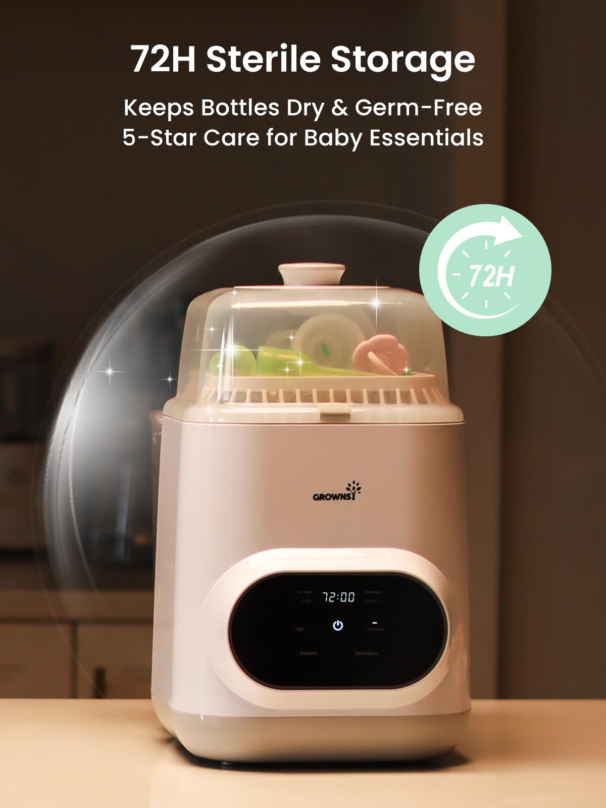 Grownsy EaseClean Baby Bottle Washer Pro, Sterilizer and Dryer