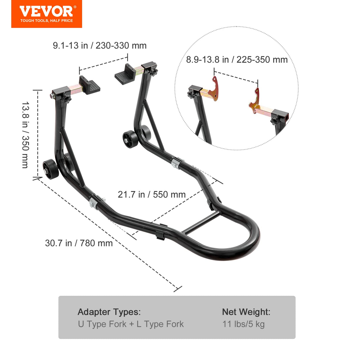 VEVOR Motorcycle Rear Wheel Stand, 850 lbs Capacity, Black
