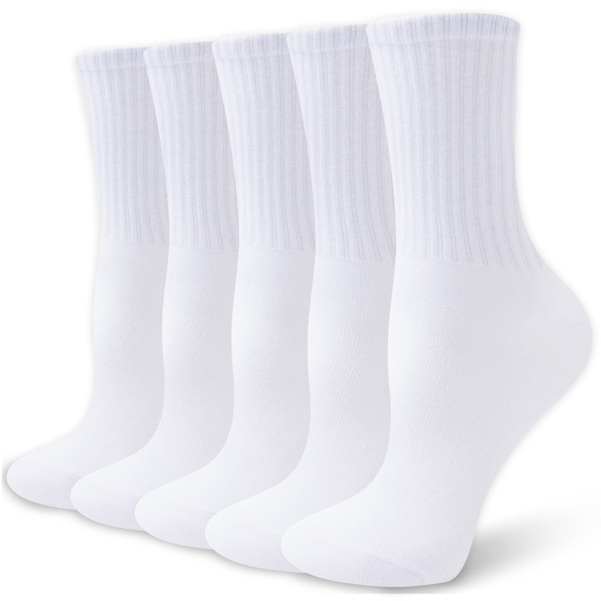 VoJoPi Women's Cotton Crew Socks, 5 Pairs, Size 5-10
