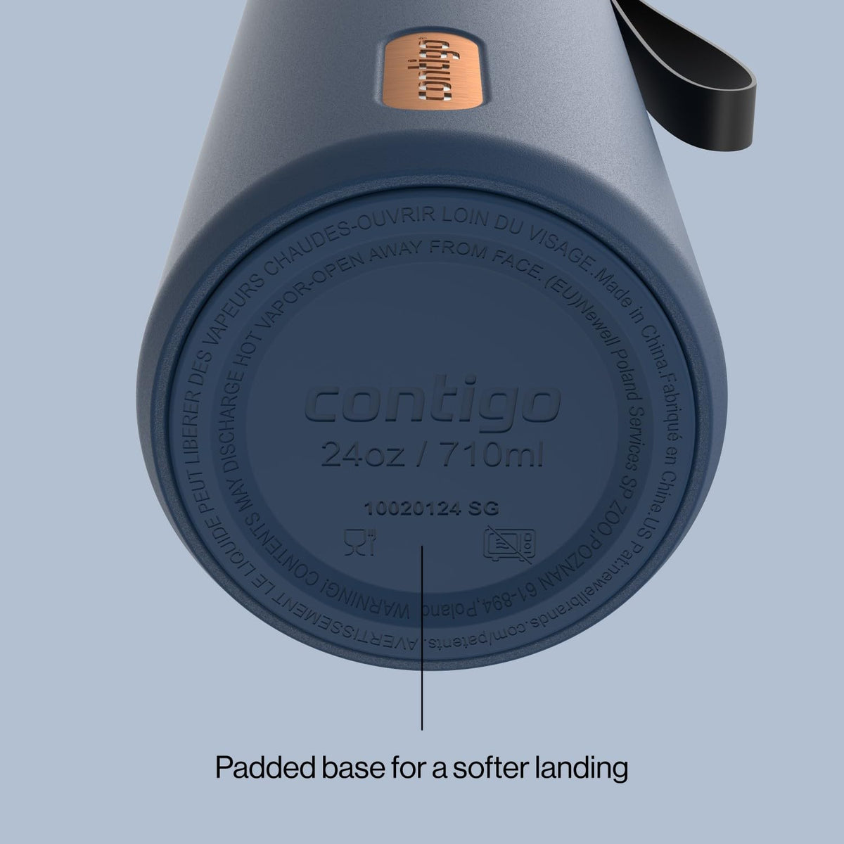 Contigo SnapSeal Water Bottle with Carry Strap and Straw, 24oz