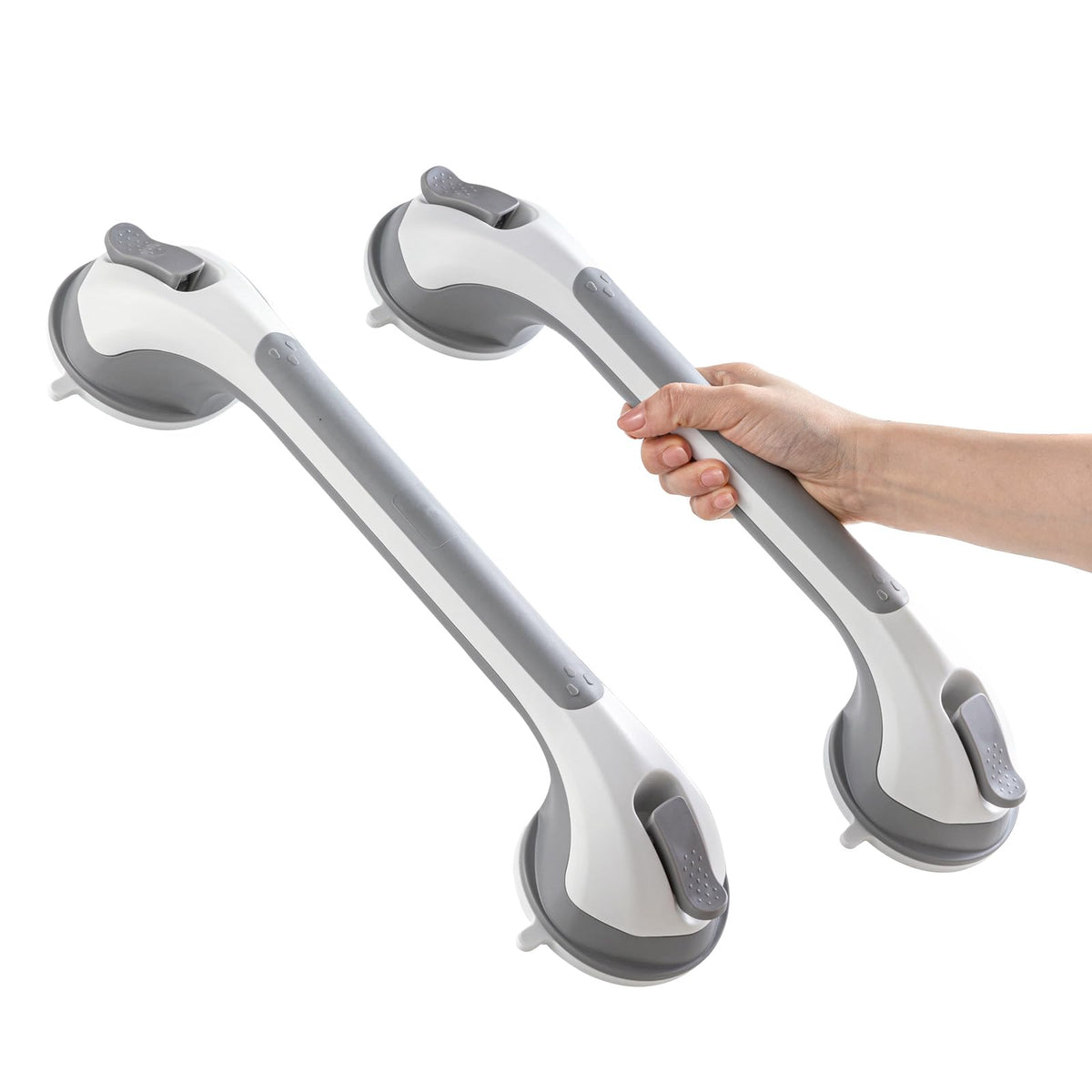 Taili Shower Suction Cup Grab Bar, Grey, 16 in, 2 Pack