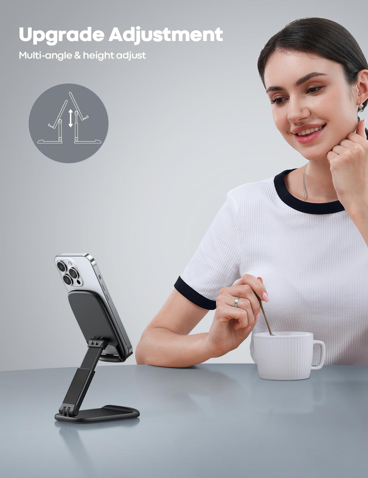 Lamicall Foldable Adjustable Phone Stand for Desk, 4-8 inch
