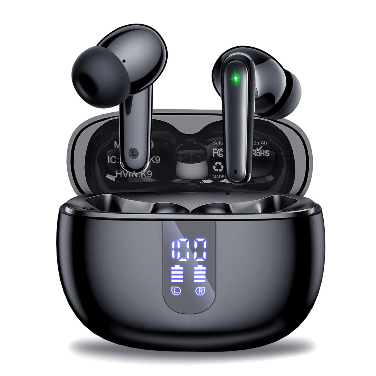 Wireless Earbuds Bluetooth 5.3 with Charging Case, Black