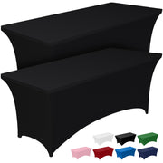 Pureegg Spandex Fitted Tablecloth, Black, 6 ft, 2 Pack
