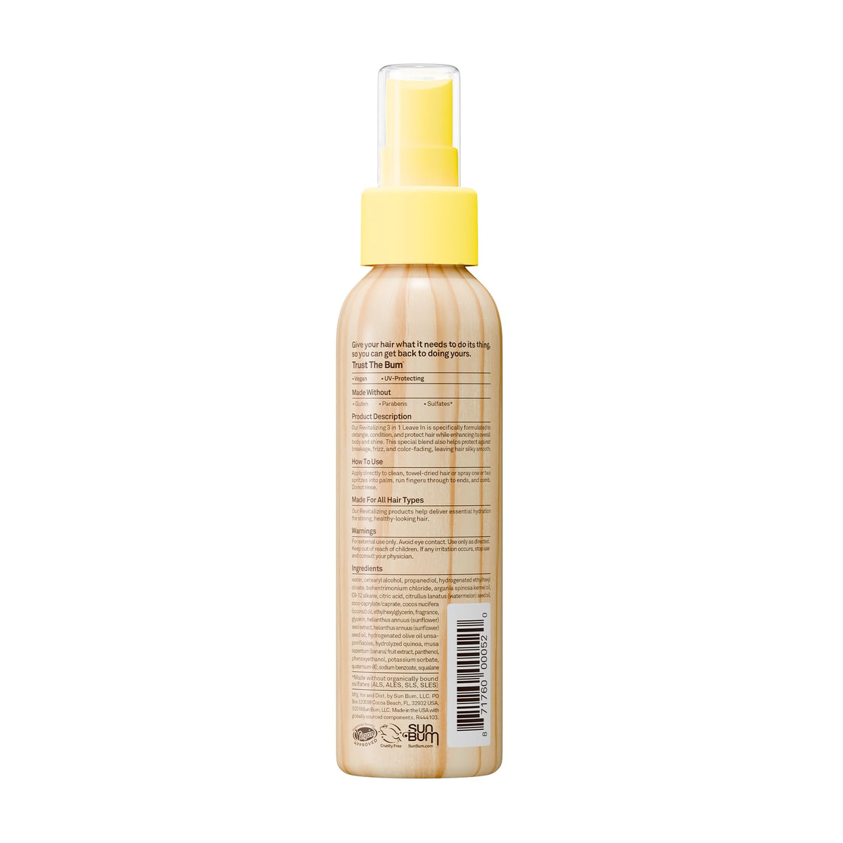 Sun Bum Beach Formula 3 in 1 Leave-In Hair Conditioner Spray, 118 mL