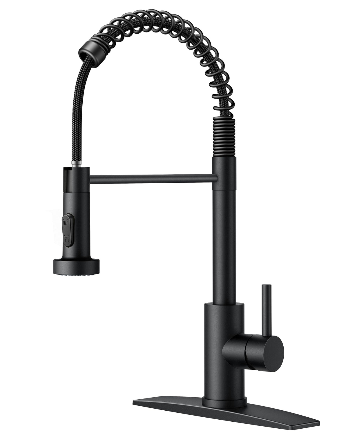 FORIOUS Black Kitchen Faucet with Pull Down Sprayer, Matte Black