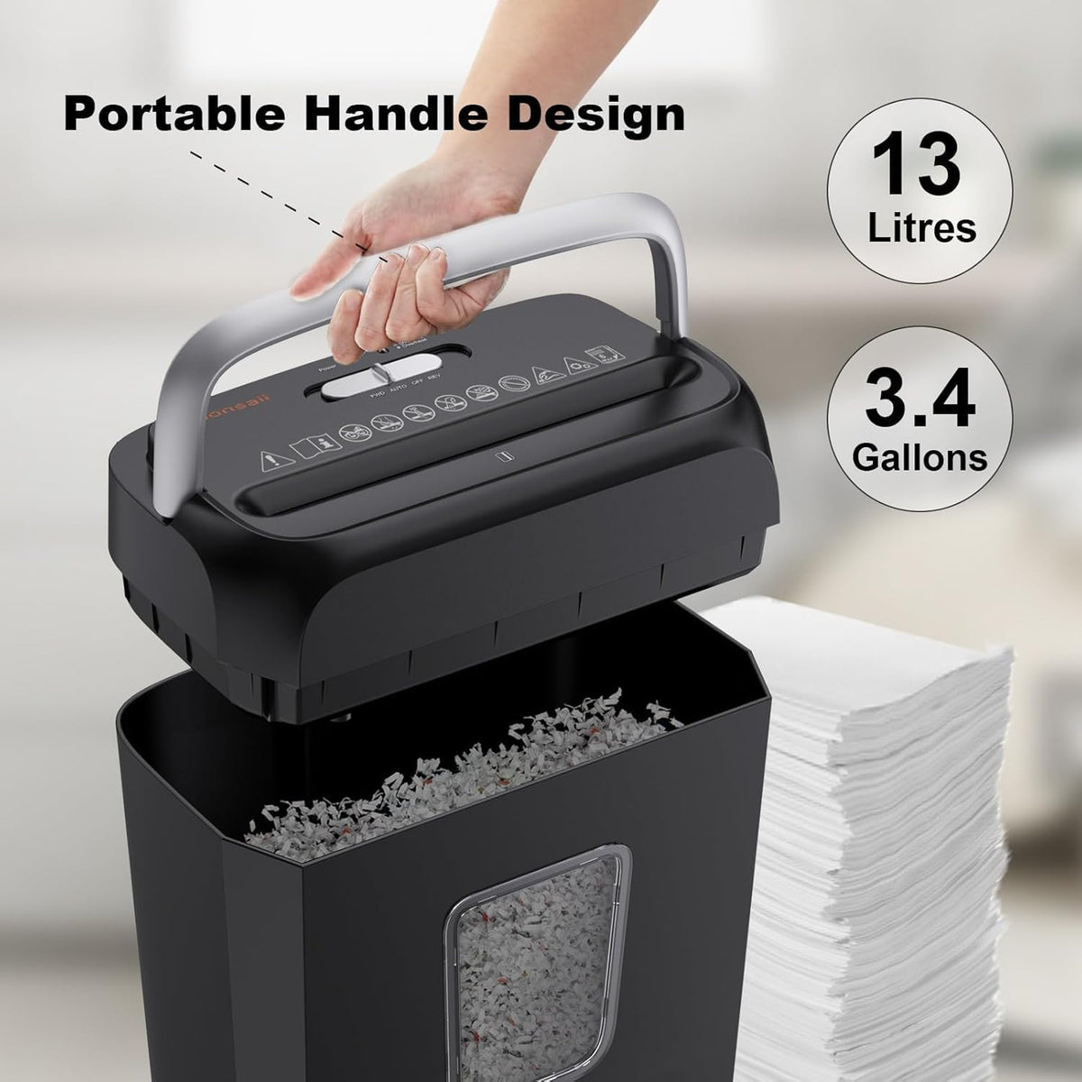 Bonsaii C237-B 6-Sheet Crosscut Paper Shredder, 3.4 Gal