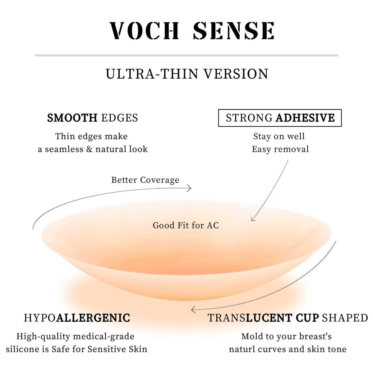 Voch Gala Ultra-Thin Reusable Nipple Covers, Crème, 2 Pairs