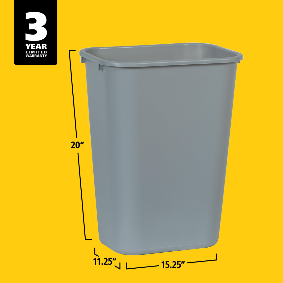Rubbermaid Commercial Deskside Wastebasket, 10.25 Gallon, Gray