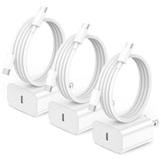 20W USB-C Fast Wall Charger with 6ft USB C Cable, 3 Pack