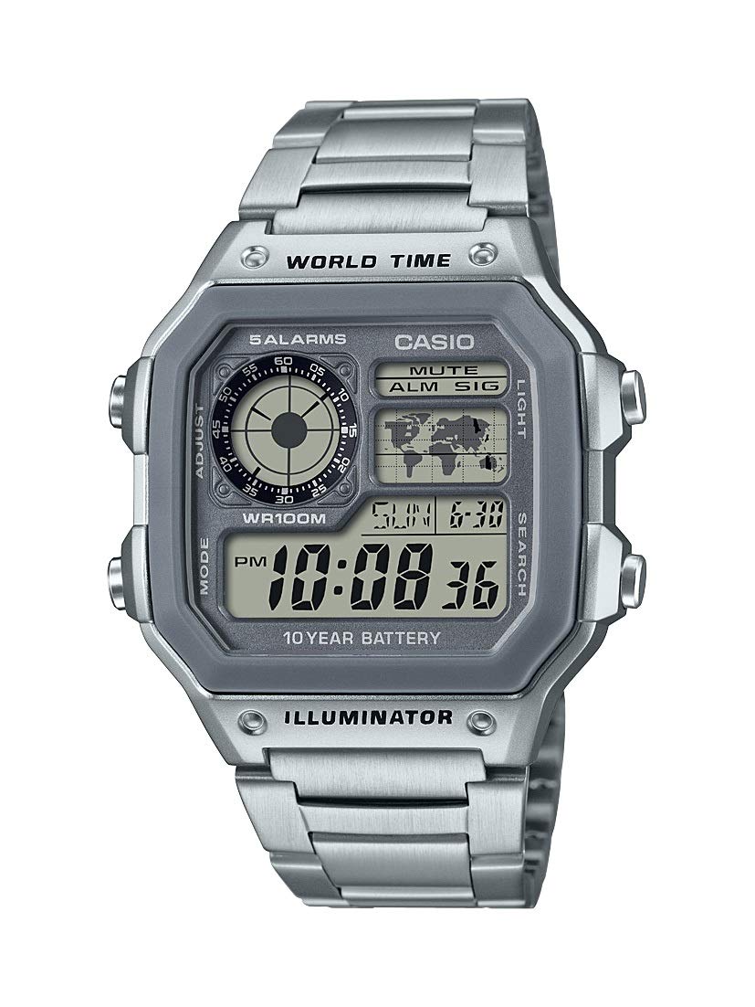 Casio Men's 10-Year Battery Quartz Watch, Silver, AE-1200WHD-7AVCF