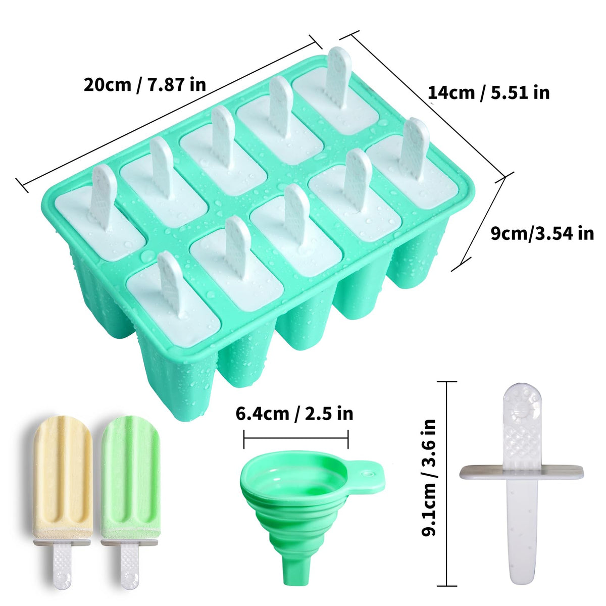 Silicone Popsicle Molds with Sticks, 10 Cells