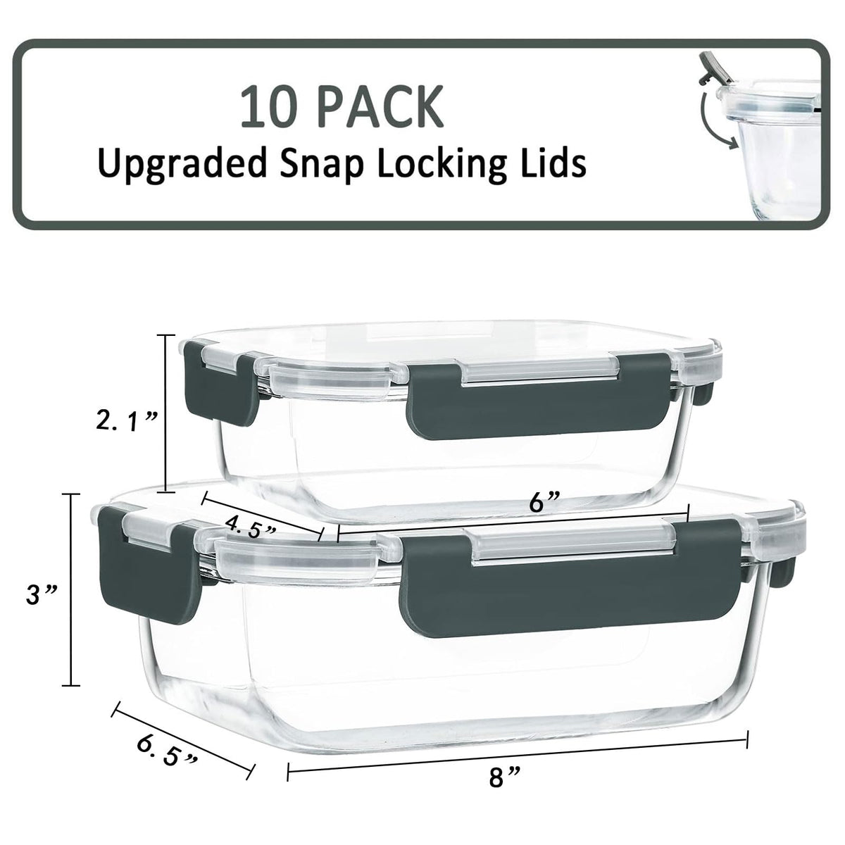 Mcirco Glass Meal Prep Containers with Lids, 10-Pack