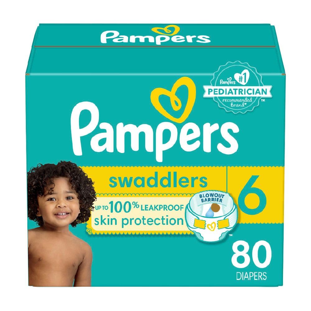 Pampers Swaddlers Diapers, Size 6, 80 Count