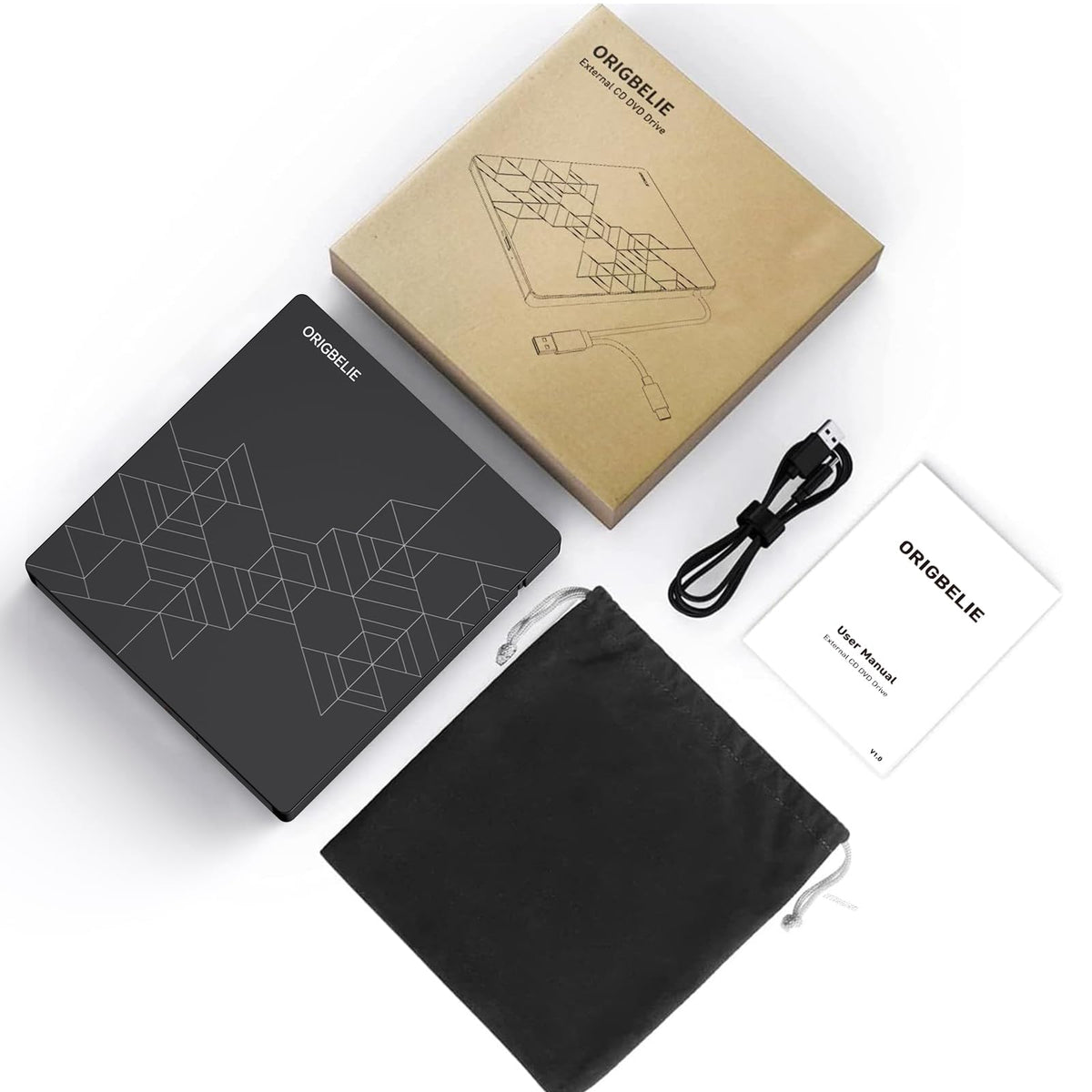 ORIGBELIE External USB 3.0/Type-C CD/DVD Drive