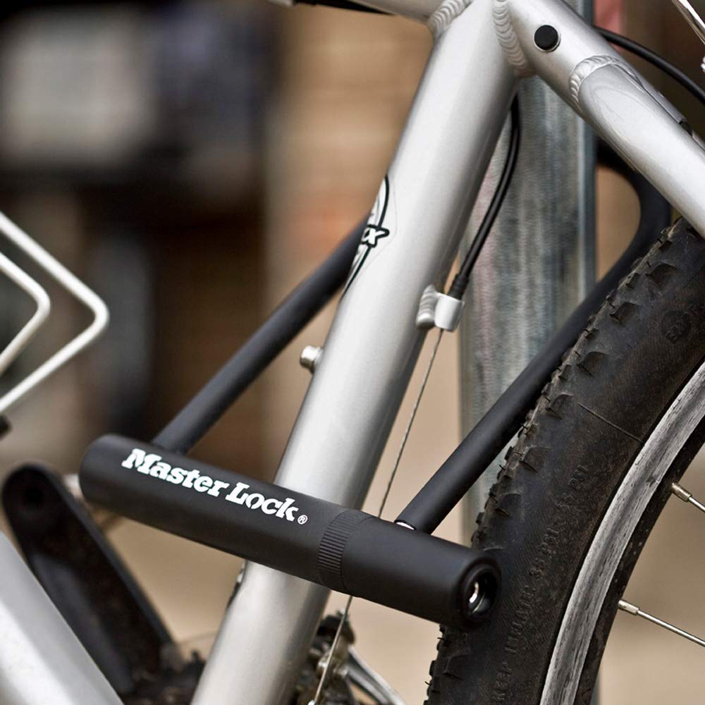 Master Lock Black Bike U-Lock with Key, Standard Size, 8320D
