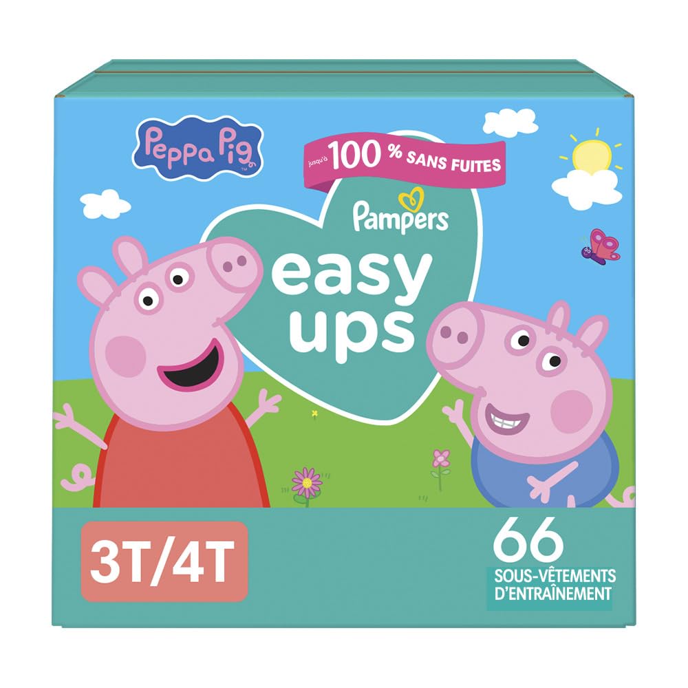 Pampers Easy Ups Potty Training Pants, Peppa, Size 5 (3T-4T), 66 Count