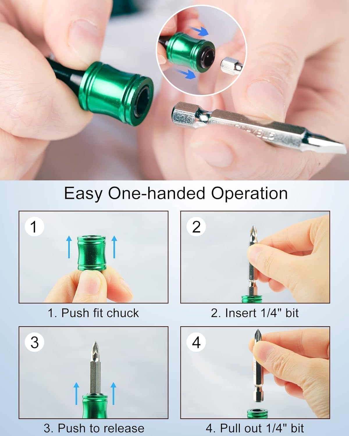 Katerk Quick-Change Screwdriver Bit Holder Keychain, 1/4 in, 6 Pcs