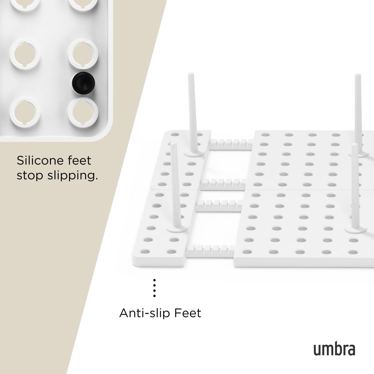 Umbra Peggy Kitchen Drawer Organizer Tray, Adjustable, White