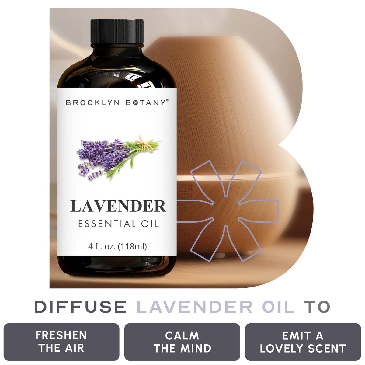 Brooklyn Botany Lavender Essential Oil with Glass Dropper, 118 mL