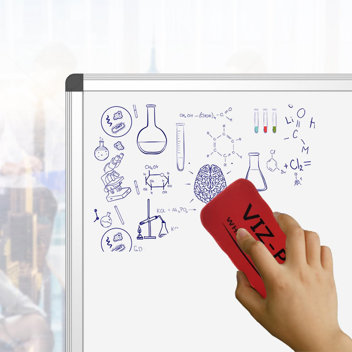 VIZ-PRO Magnetic Dry Erase Whiteboard, 24" x 18", Aluminum Frame