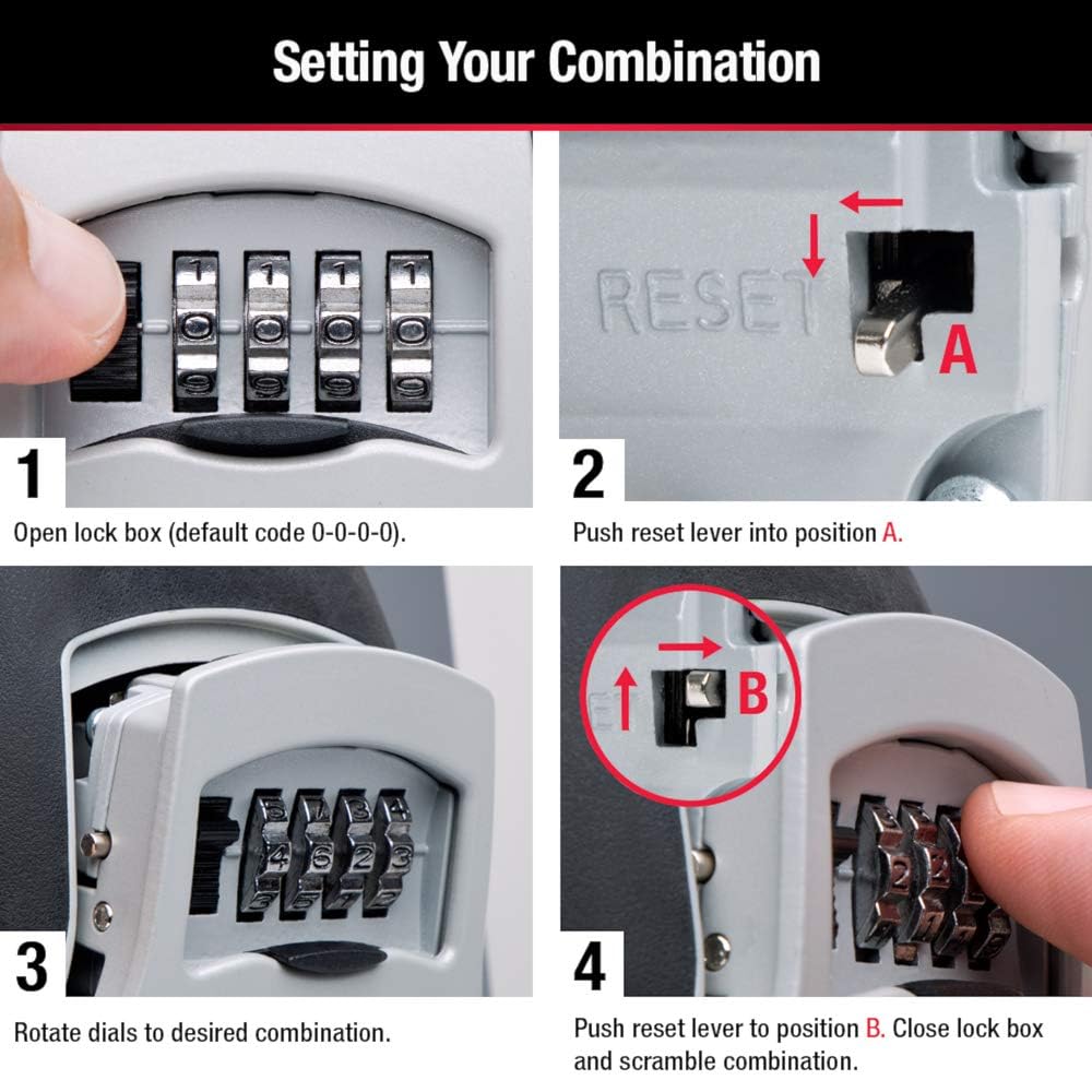 Master Lock Wall Mount Key Lock Box, 5 Key Capacity, 5401D