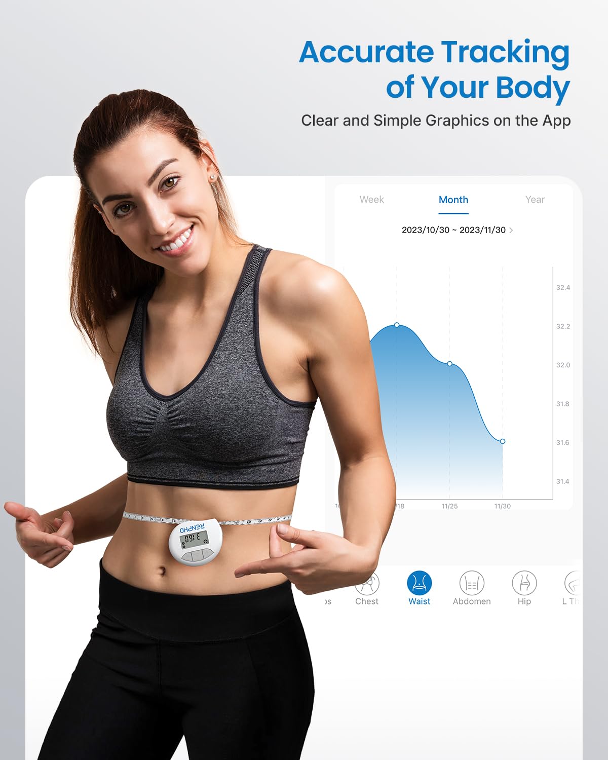 Renpho Smart Bluetooth Tape Measure for Body Measurement