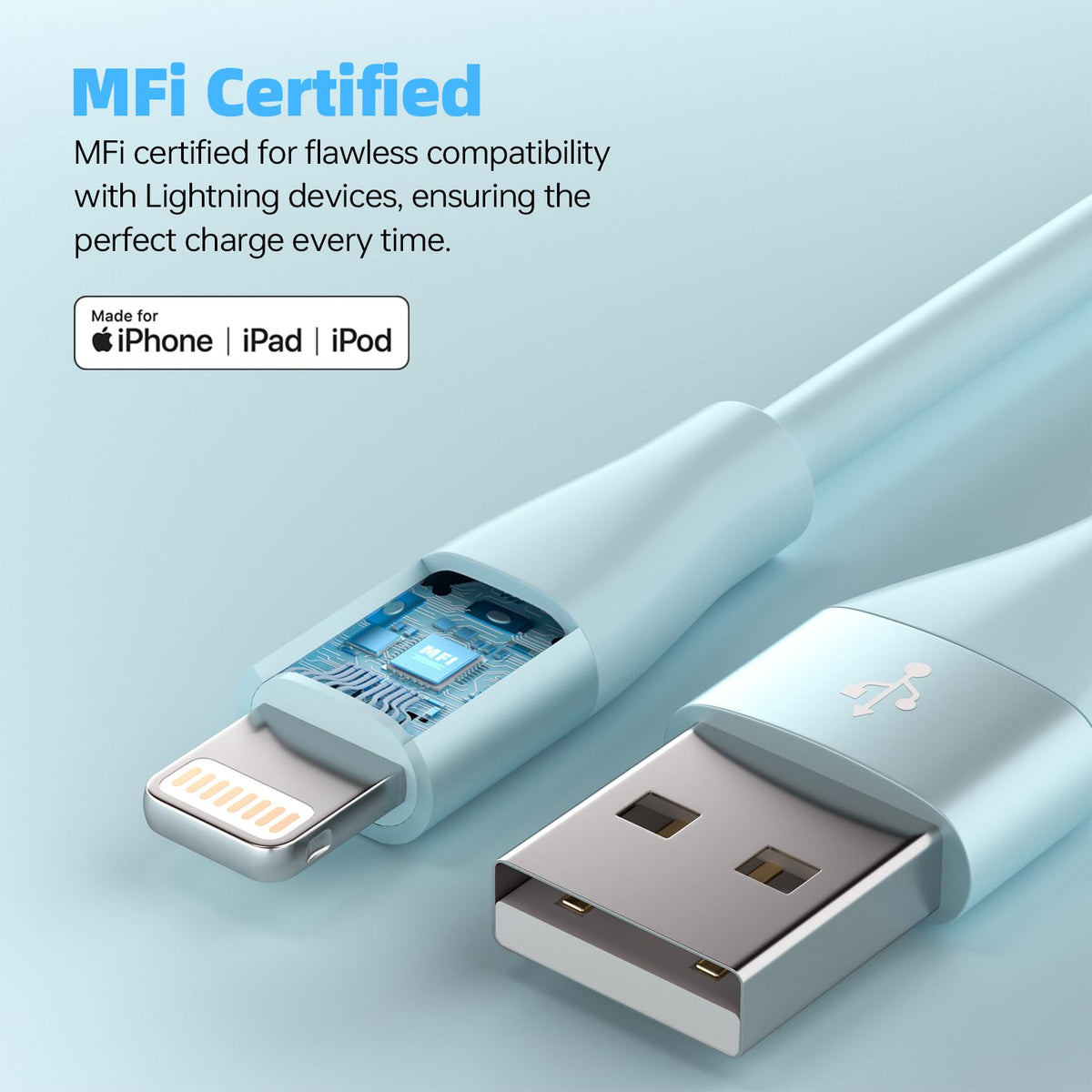 Bkayp iPhone Lightning Cable, 10 FT, 3 Pack, Multi Color