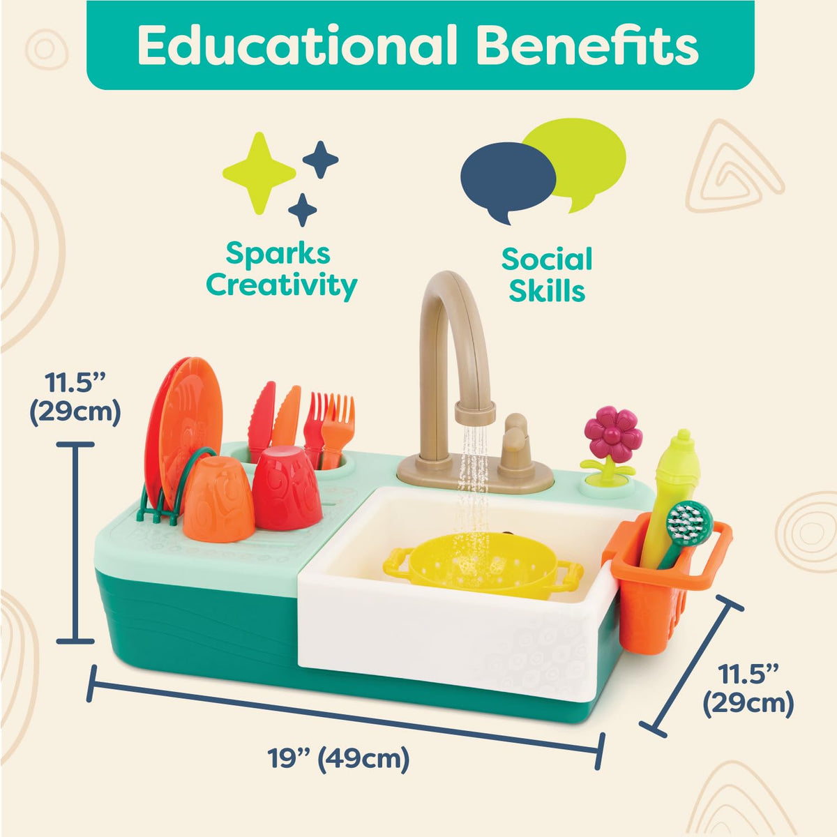 B. toys Play Sink, Splash-n-Scrub with Running Water Faucet