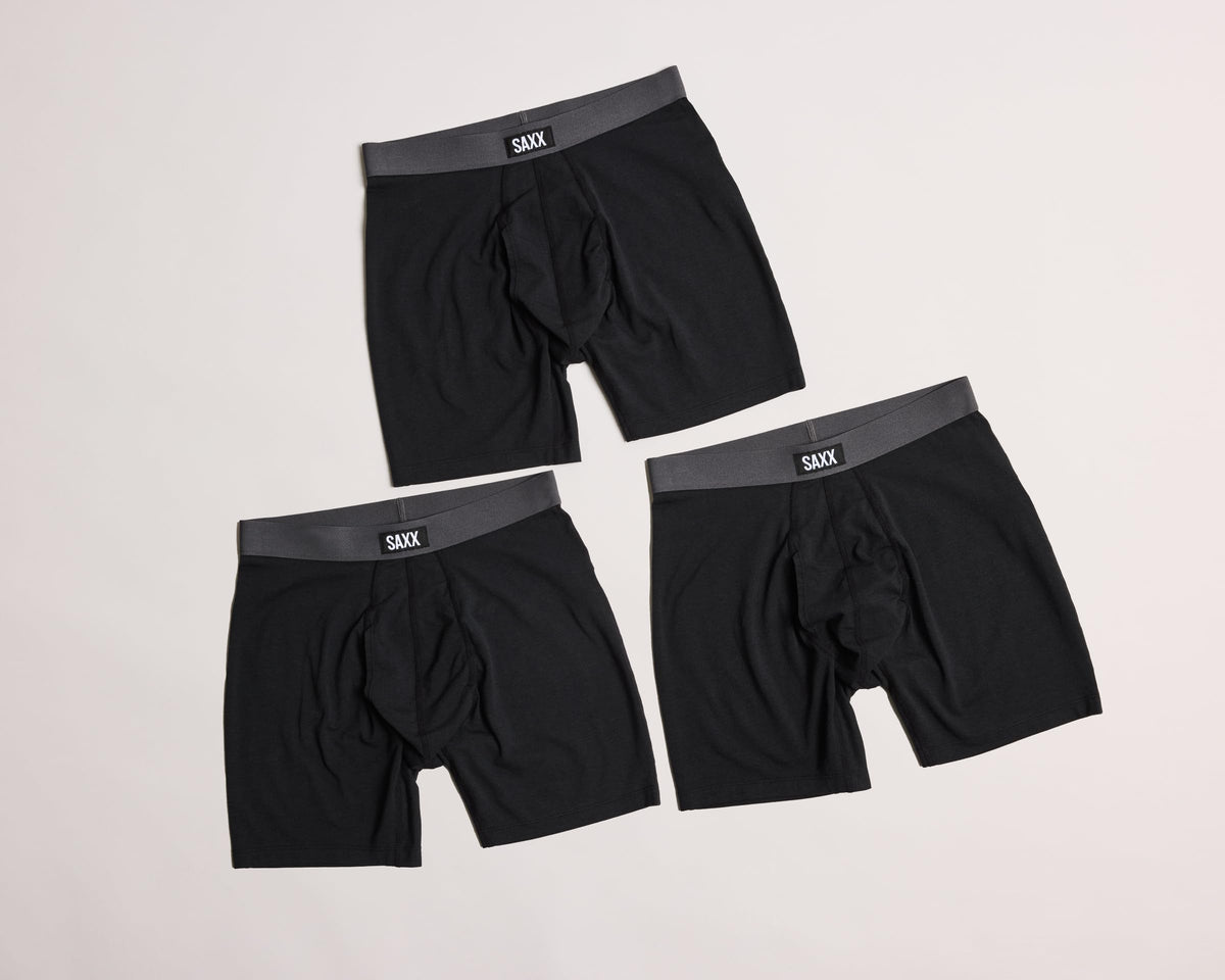 SAXX Men's Core Cotton Boxer Brief Fly, 3-Pack, Black/Graphite, L