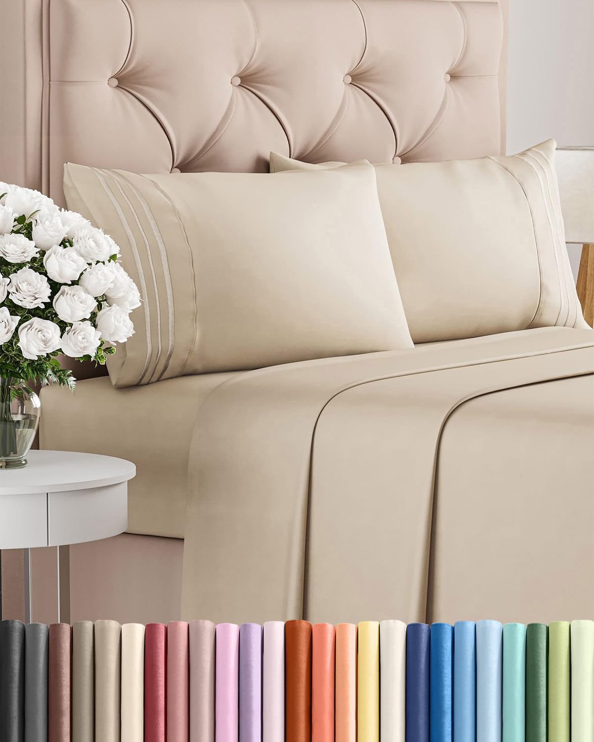 CGK Unlimited Brushed Microfibre Sheet Set, King, Wheat