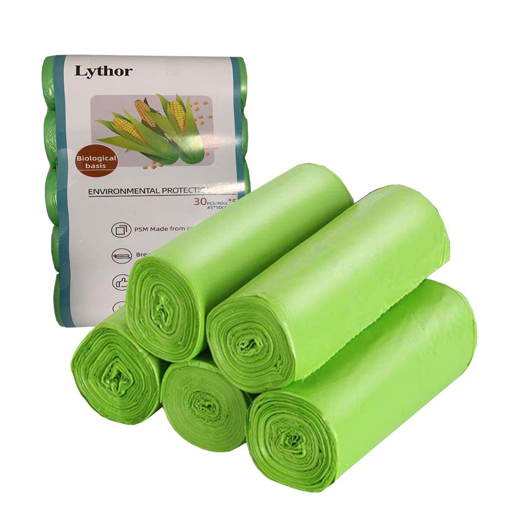 Compostable Garbage Bags, 10L (2.6 Gallon), 150 Bags, Green