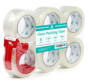 BOMEI PACK Clear Packing Tape with Dispenser, 1.88" x 100 m, 6 Rolls