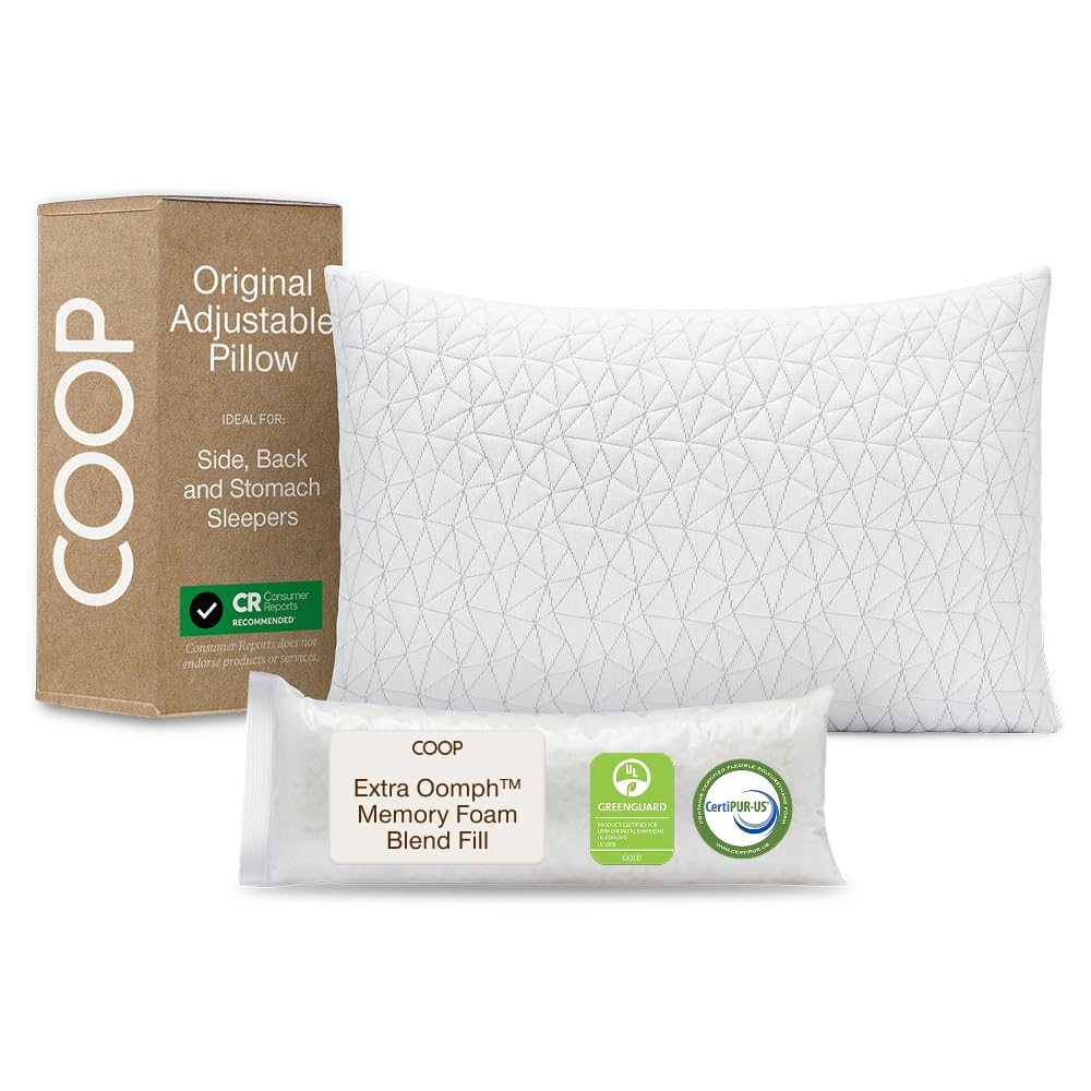 Coop Home Goods Original Adjustable Memory Foam Pillow, Queen