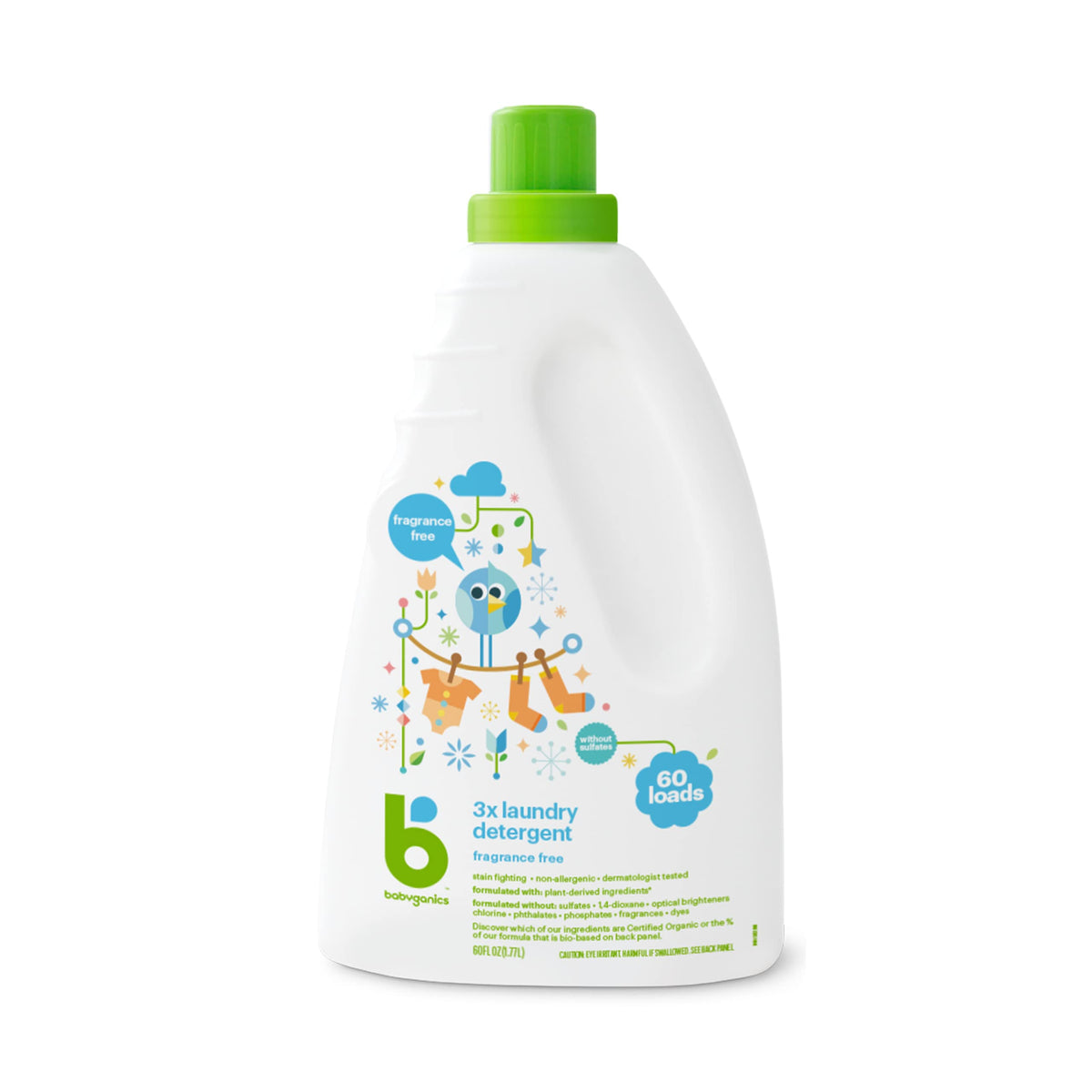 Babyganics Fragrance-Free Baby Laundry Detergent, 1.77 Liter