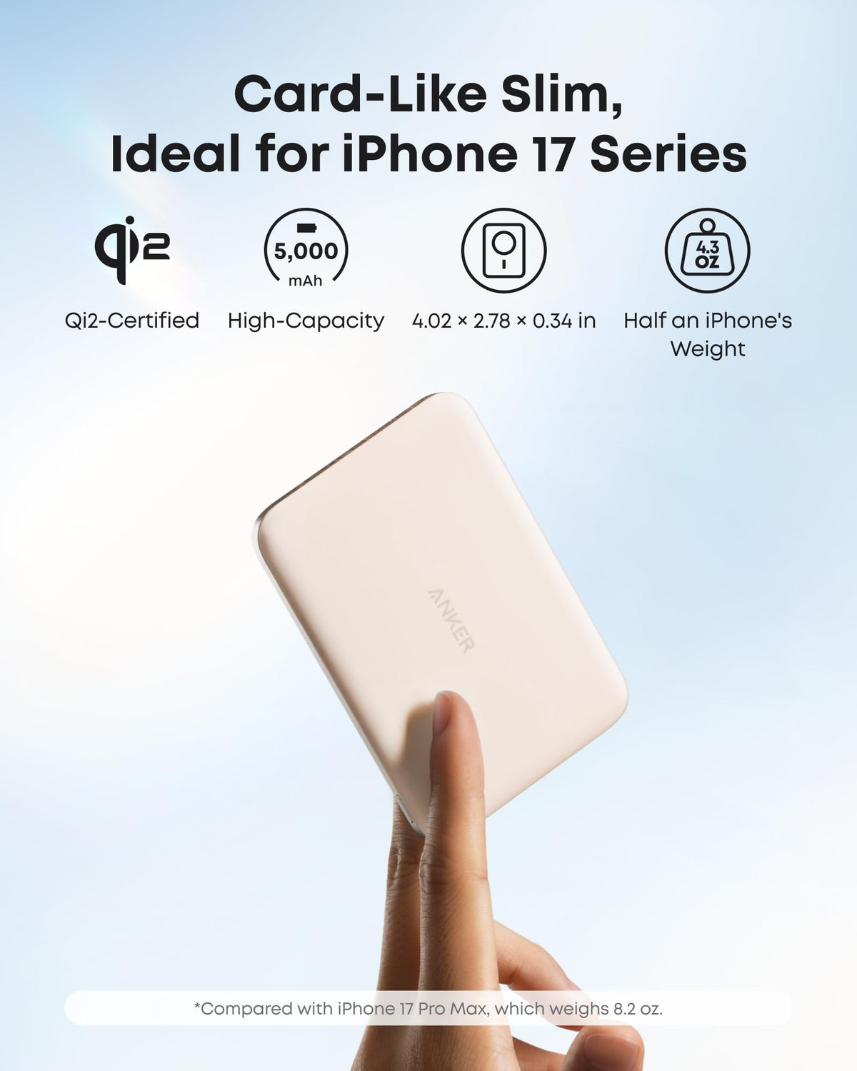 Anker Nano Power Bank, 5,000mAh Magnetic Qi2 15W, MagSafe-Compatible