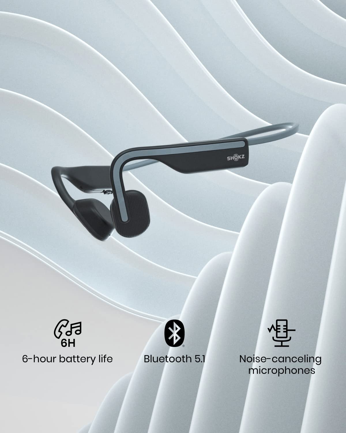 Shokz OpenMove Open-Ear Bone Conduction Headphones, Grey