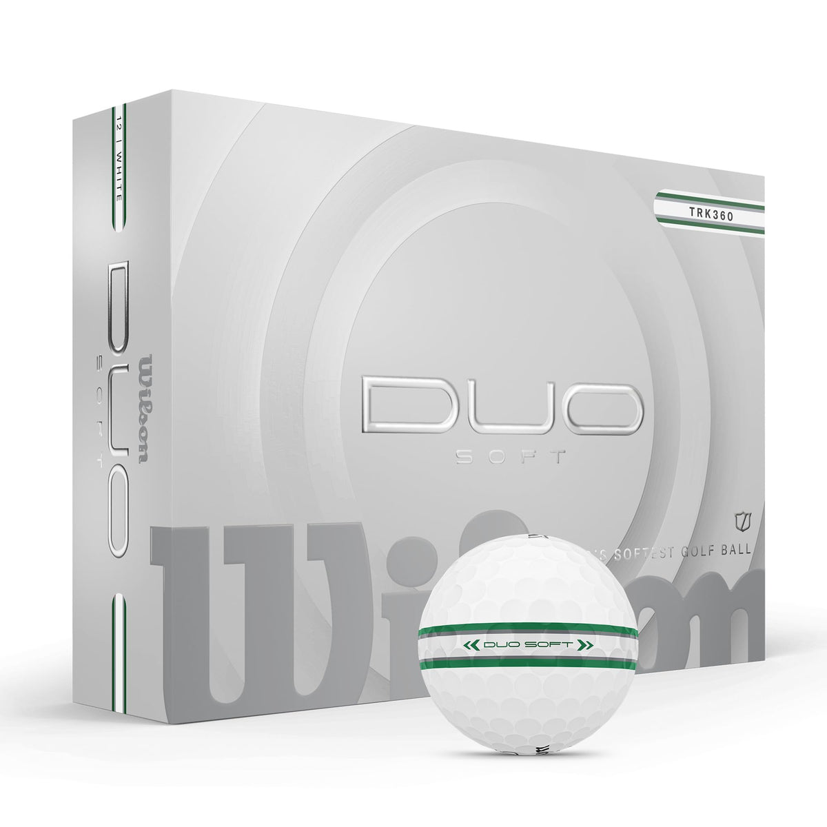 Wilson 2025 Duo Soft TRK360 Golf Balls, Green/Silver Stripe, 12 Balls