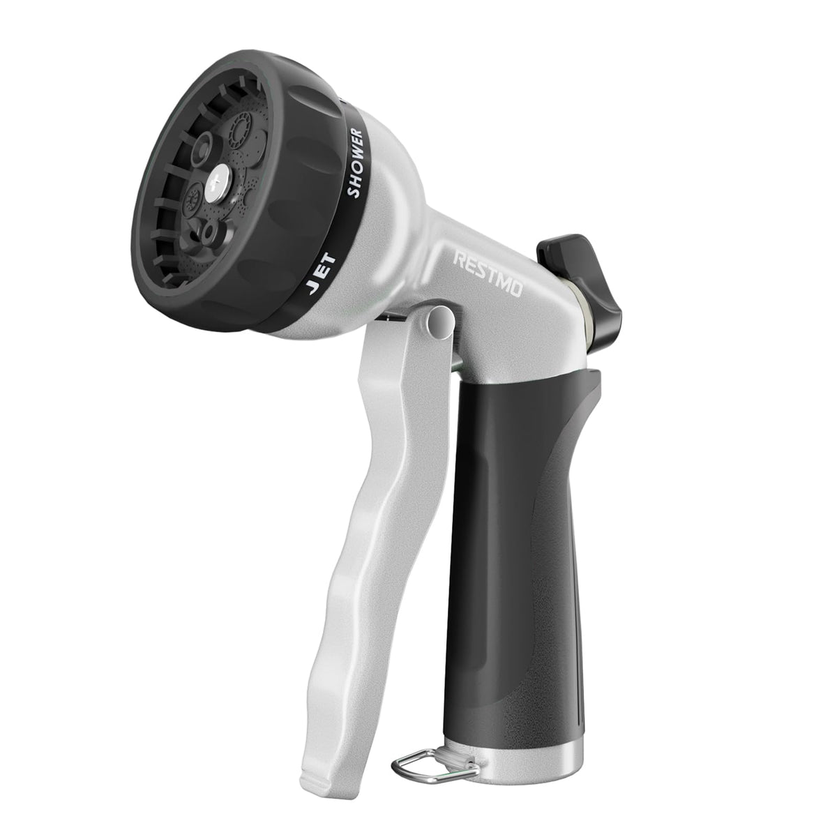 RESTMO Metal Garden Hose Nozzle, 7 Spray Patterns, Black