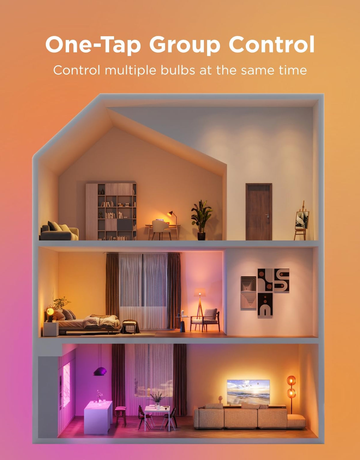 Govee Smart WiFi & Bluetooth Colour Changing Light Bulbs (2 Pack)